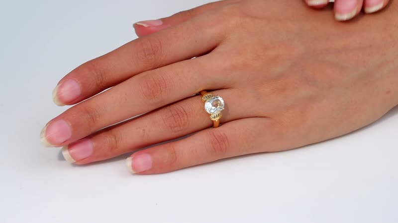 Brazilian Petalite, White Topaz Ring in 18K Vermeil YG Over Sterling Silver (Size 6.0) 2.65 ctw