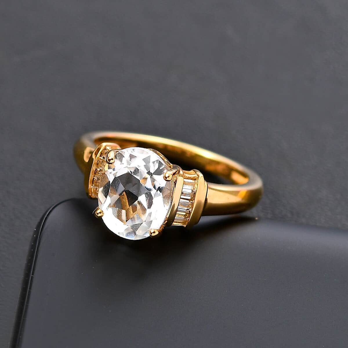 Brazilian Petalite, White Topaz Ring in 18K Vermeil YG Over Sterling Silver (Size 6.0) 2.65 ctw image number 1