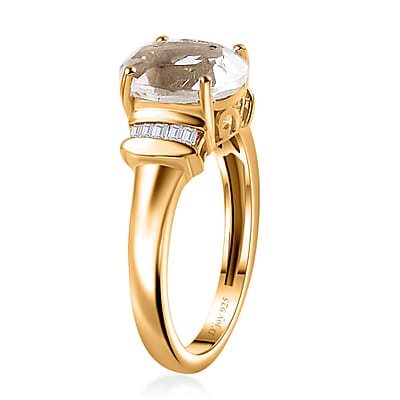 Brazilian Petalite and White Topaz Vintage Glamour Ring in 18K Vermeil Yellow Gold Over Sterling Silver (Size 6.0) 2.65 ctw 