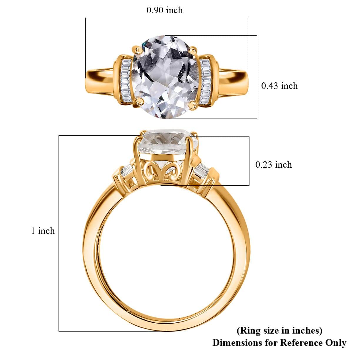 Brazilian Petalite, White Topaz Ring in 18K Vermeil YG Over Sterling Silver (Size 6.0) 2.65 ctw image number 5