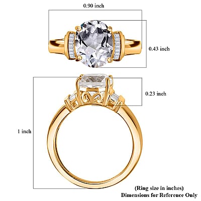 Brazilian Petalite and White Topaz Vintage Glamour Ring in 18K Vermeil Yellow Gold Over Sterling Silver (Size 6.0) 2.65 ctw 