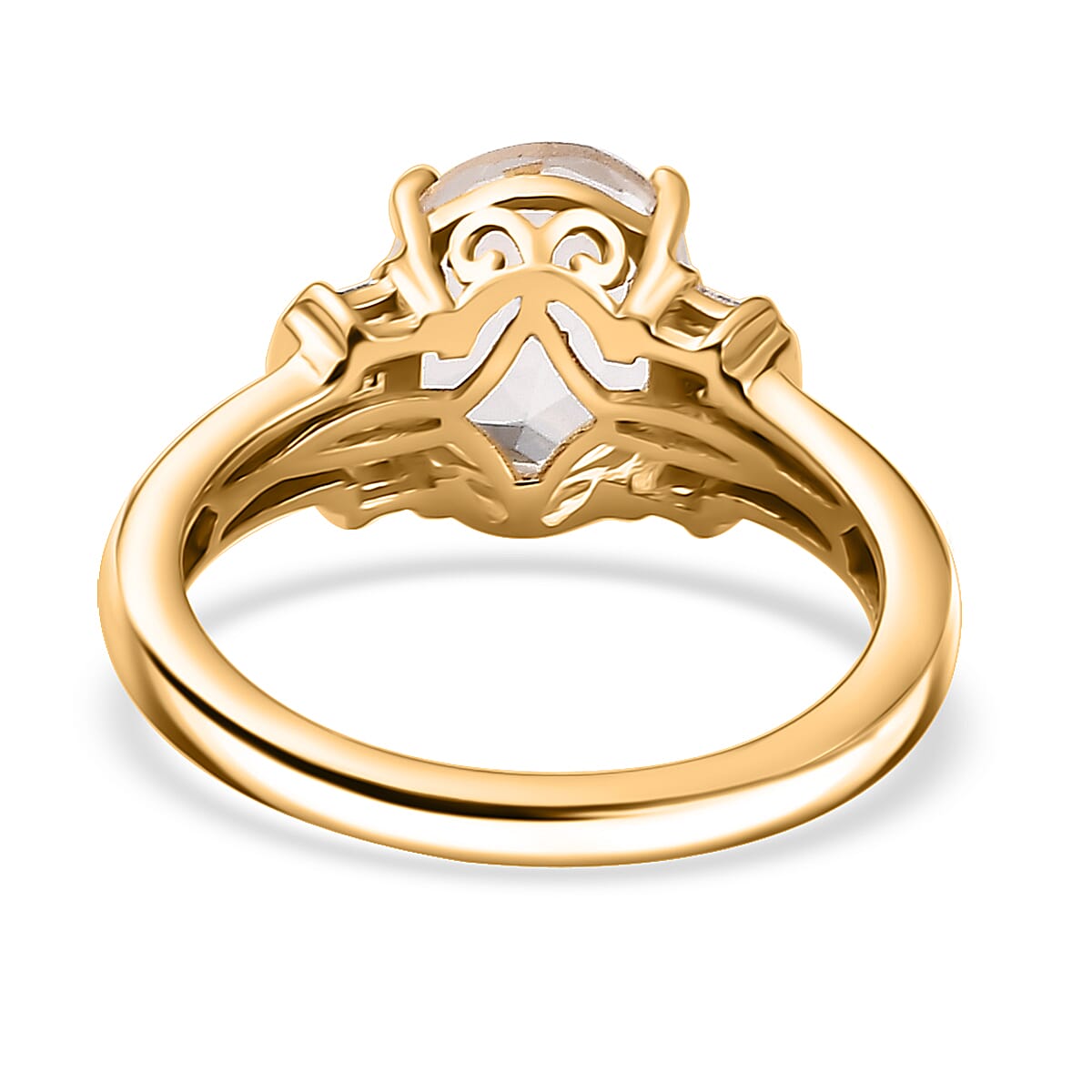 Brazilian Petalite and White Topaz Vintage Glamour Ring in 18K Vermeil Yellow Gold Over Sterling Silver (Size 7.0) 2.65 ctw image number 4