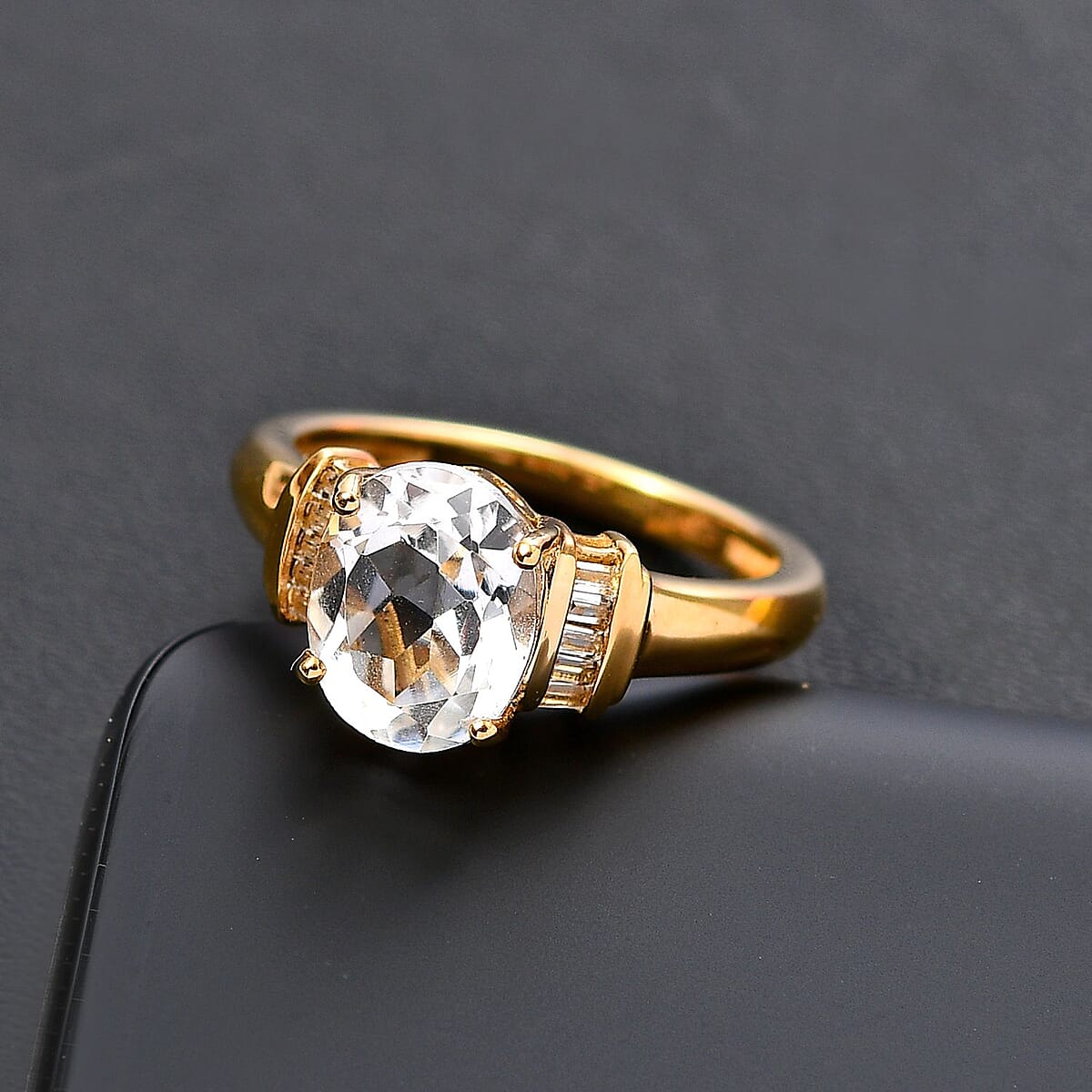 Brazilian Petalite and White Topaz Vintage Glamour Ring in 18K Vermeil Yellow Gold Over Sterling Silver (Size 9.0) 2.65 ctw image number 1