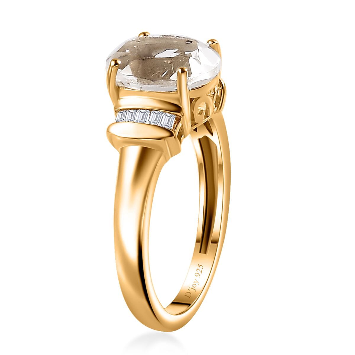Brazilian Petalite and White Topaz Vintage Glamour Ring in 18K Vermeil Yellow Gold Over Sterling Silver (Size 9.0) 2.65 ctw image number 3
