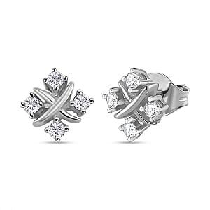 Moissanite Fancy 0.27 ctw Earrings in Rhodium Over Sterling Silver