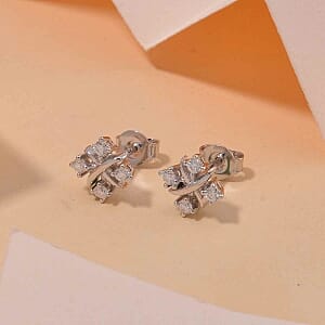 Moissanite Fancy 0.27 ctw Earrings in Rhodium Over Sterling Silver
