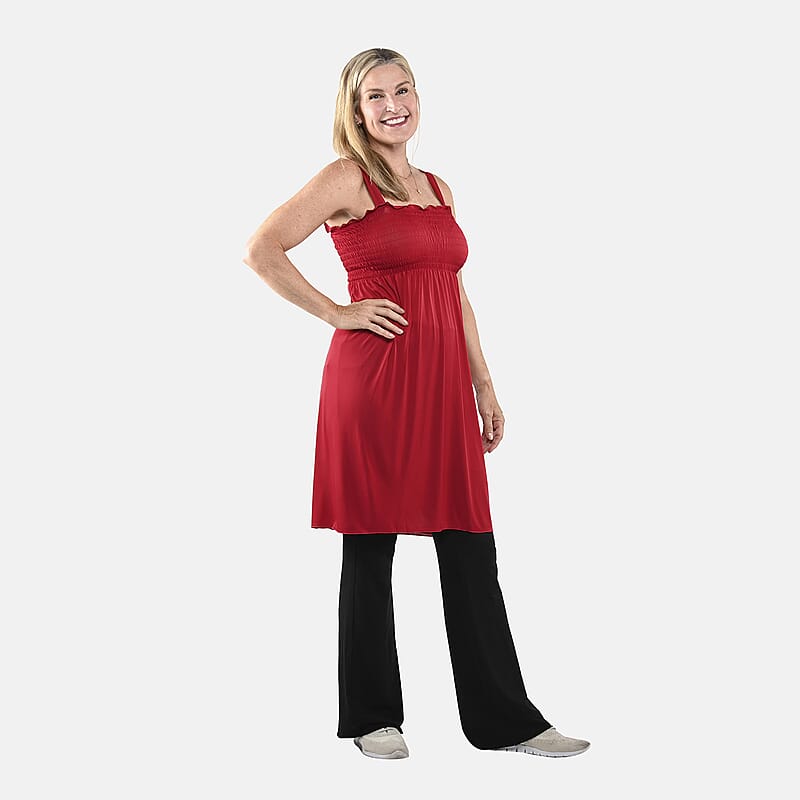 Lati Fashions Red Smocked Sundress Cover-Up - M