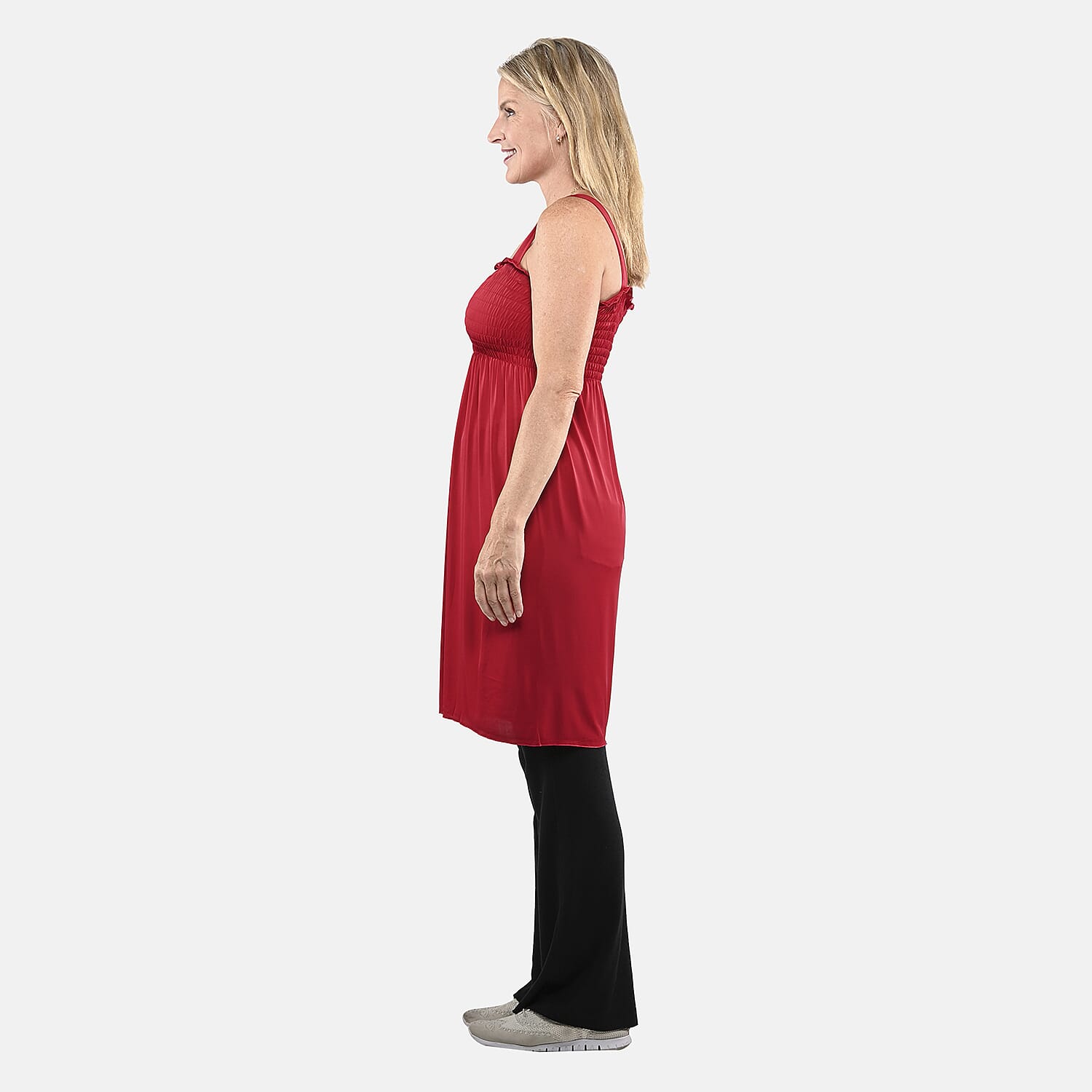 Lati Fashions Red Smocked Sundress Cover-Up - M