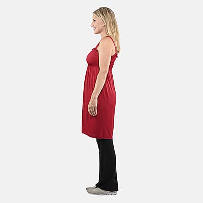 Lati Fashions Red Smocked Sundress Cover-Up - M
