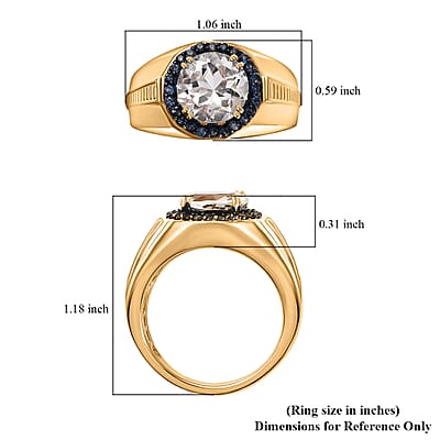 Brazilian Petalite and Blue Sapphire Men's Ring in 18K Vermeil Yellow Gold Sterling Silver (Size 9.0) 3.70 ctw
