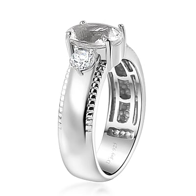 Brazilian Petalite Broad Shank Ring in Rhodium Over Sterling Silver (Size 6.0) 1.70 ctw