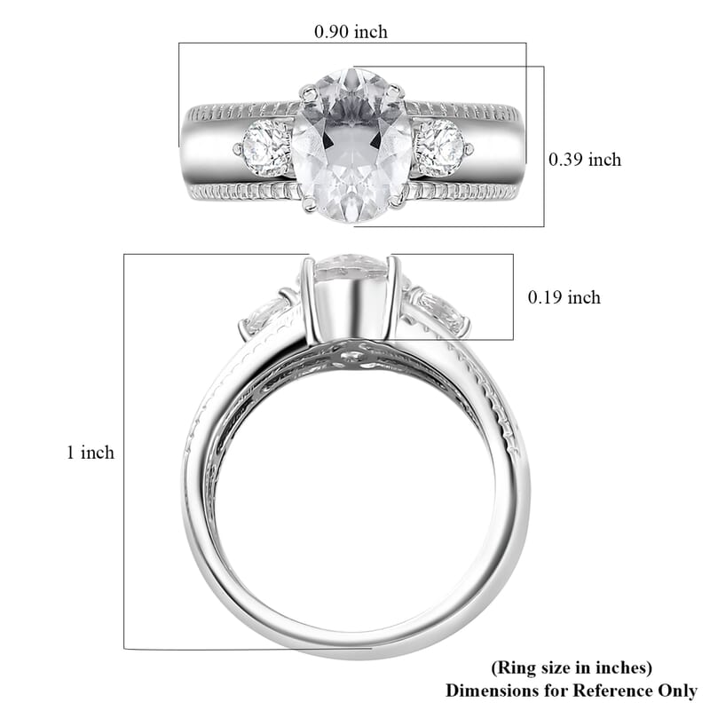 Brazilian Petalite Broad Shank Ring in Rhodium Over Sterling Silver (Size 6.0) 1.70 ctw