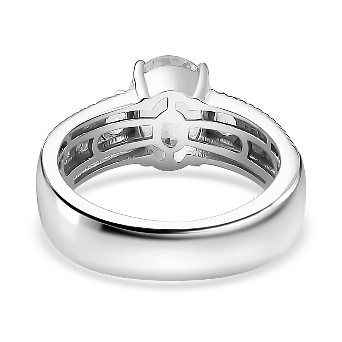 Brazilian Petalite Broad Shank Ring in Rhodium Over Sterling Silver (Size 7.0) 1.70 ctw image number 4