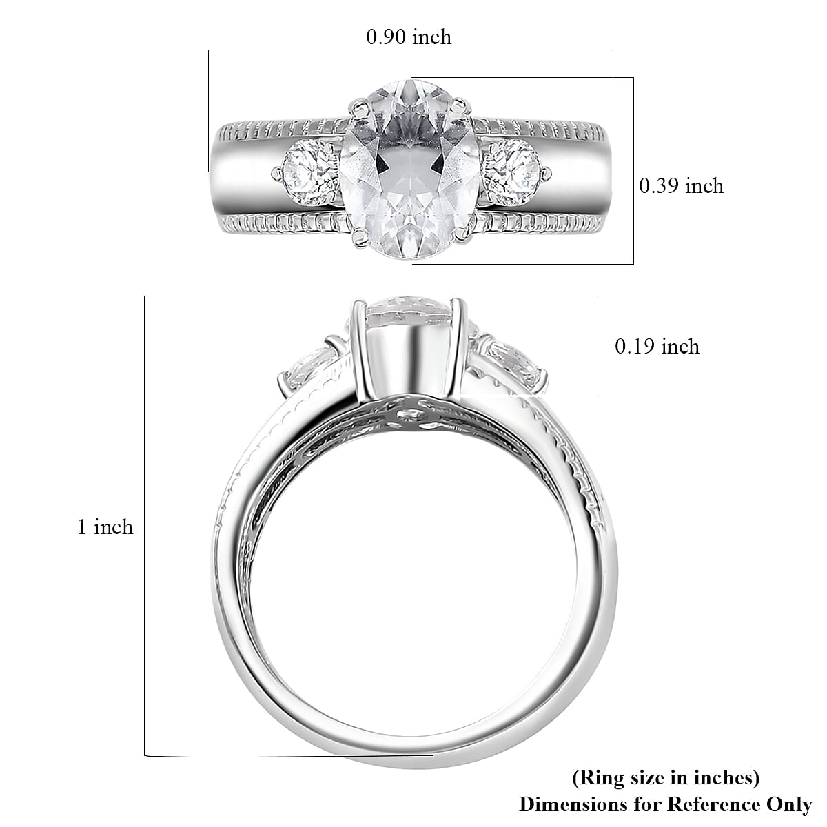 Brazilian Petalite Broad Shank Ring in Rhodium Over Sterling Silver (Size 7.0) 1.70 ctw image number 5