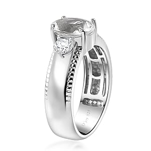 Brazilian Petalite Broad Shank Ring in Rhodium Over Sterling Silver (Size 10.0) 1.70 ctw