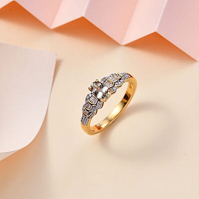 AAA Turkizite and Diamond Victorian Era Ring in 18K Vermeil Yellow Gold Over Sterling Silver (Size 5.0) 0.75 ctw