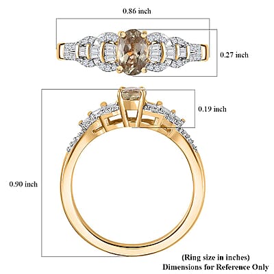 AAA Turkizite and Diamond Victorian Era Ring in 18K Vermeil Yellow Gold Over Sterling Silver (Size 5.0) 0.75 ctw