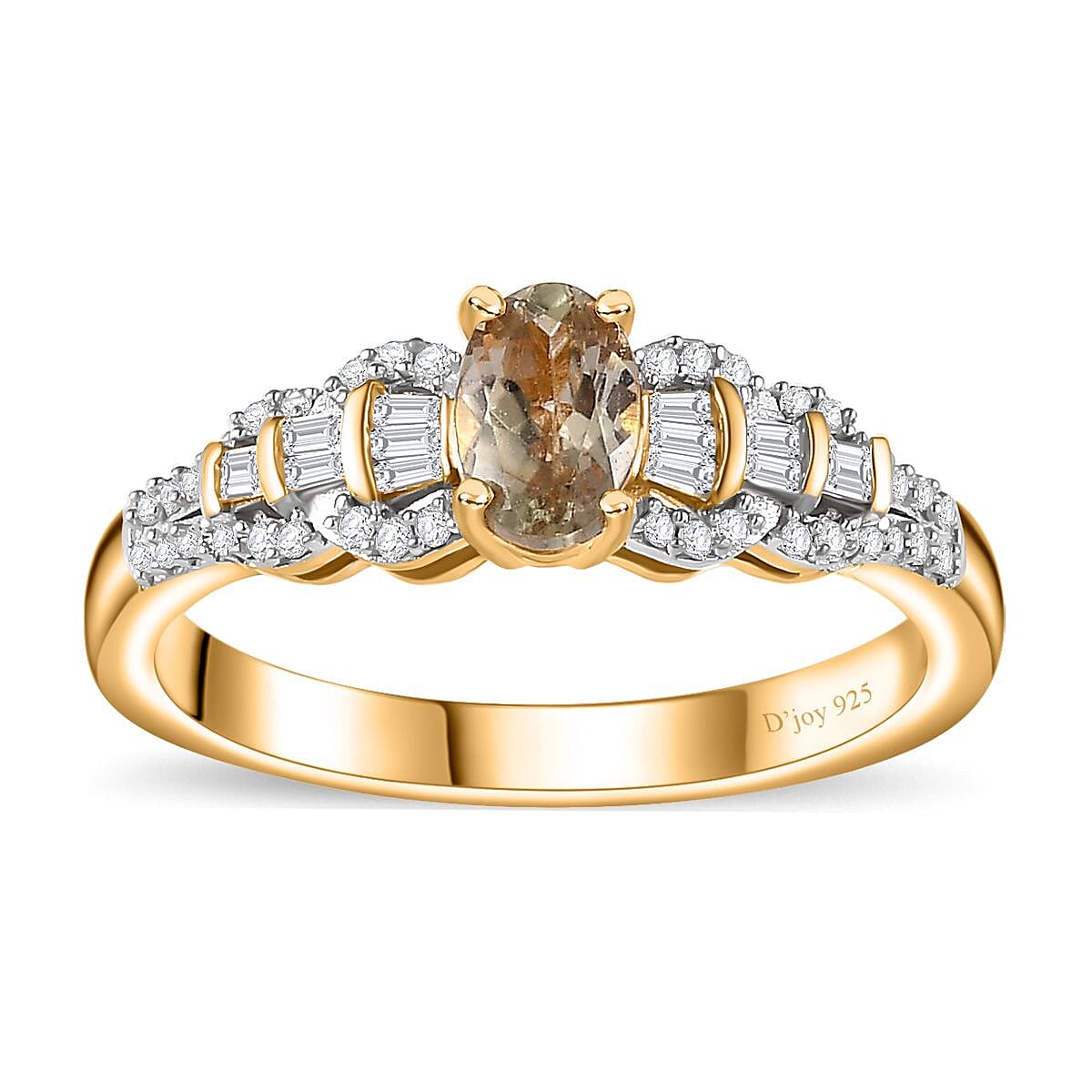 AAA Turkizite and Diamond Victorian Era Ring in 18K Vermeil Yellow Gold Over Sterling Silver (Size 10.0) 0.75 ctw image number 0