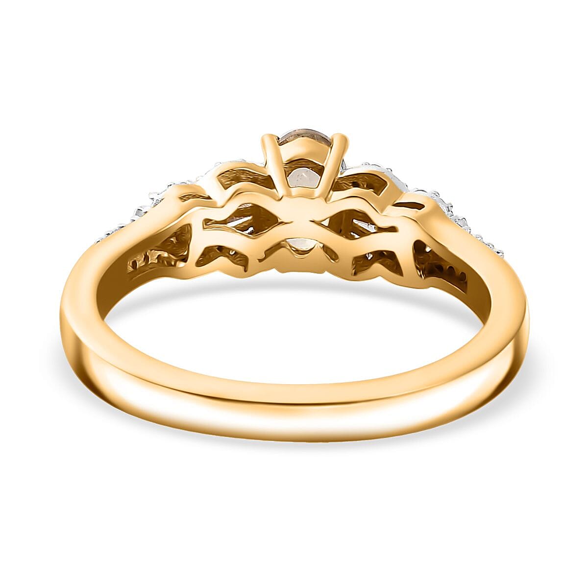 AAA Turkizite and Diamond Victorian Era Ring in 18K Vermeil Yellow Gold Over Sterling Silver (Size 10.0) 0.75 ctw image number 4