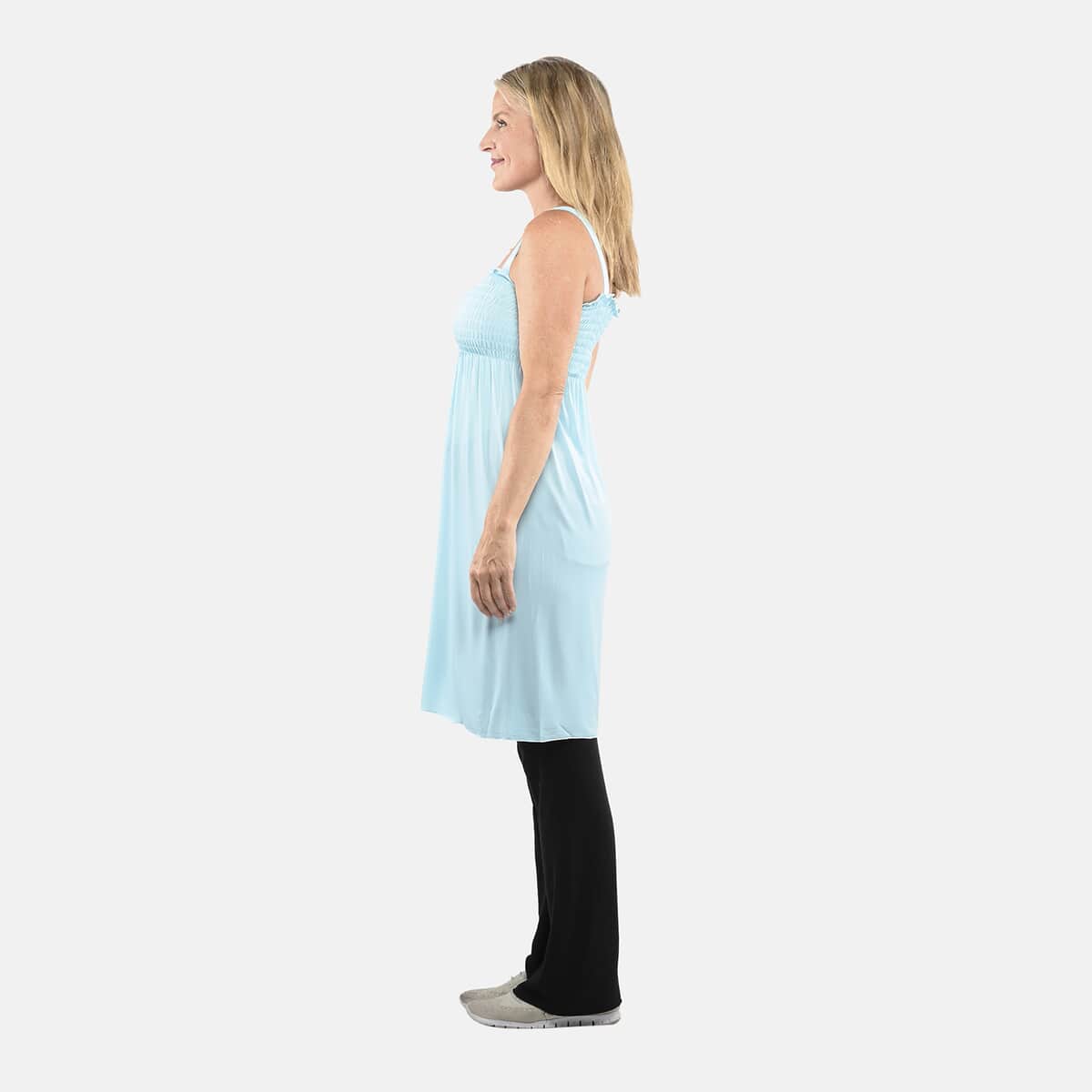 Lati Fashions Aqua Smocked Sundress Cover-Up - L image number 2