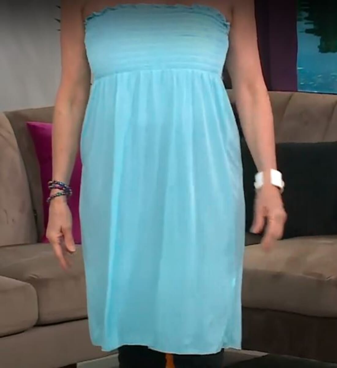 Lati Fashions Aqua Smocked Sundress Cover-Up - XXL image number 3