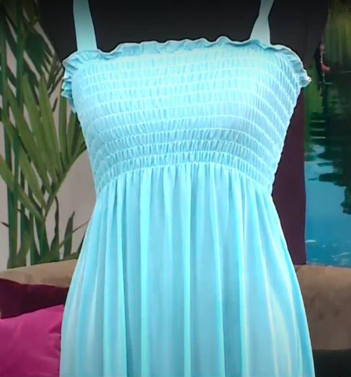 Lati Fashions Aqua Smocked Sundress Cover-Up - XXL image number 4