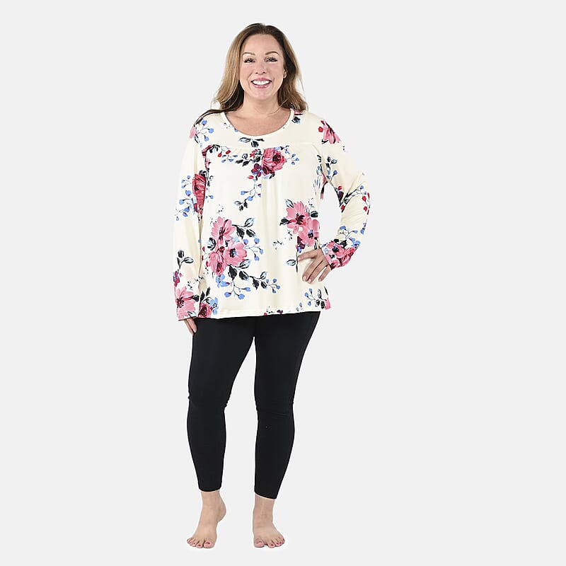Amanda Paige Ivory Floral Pajama Top - M