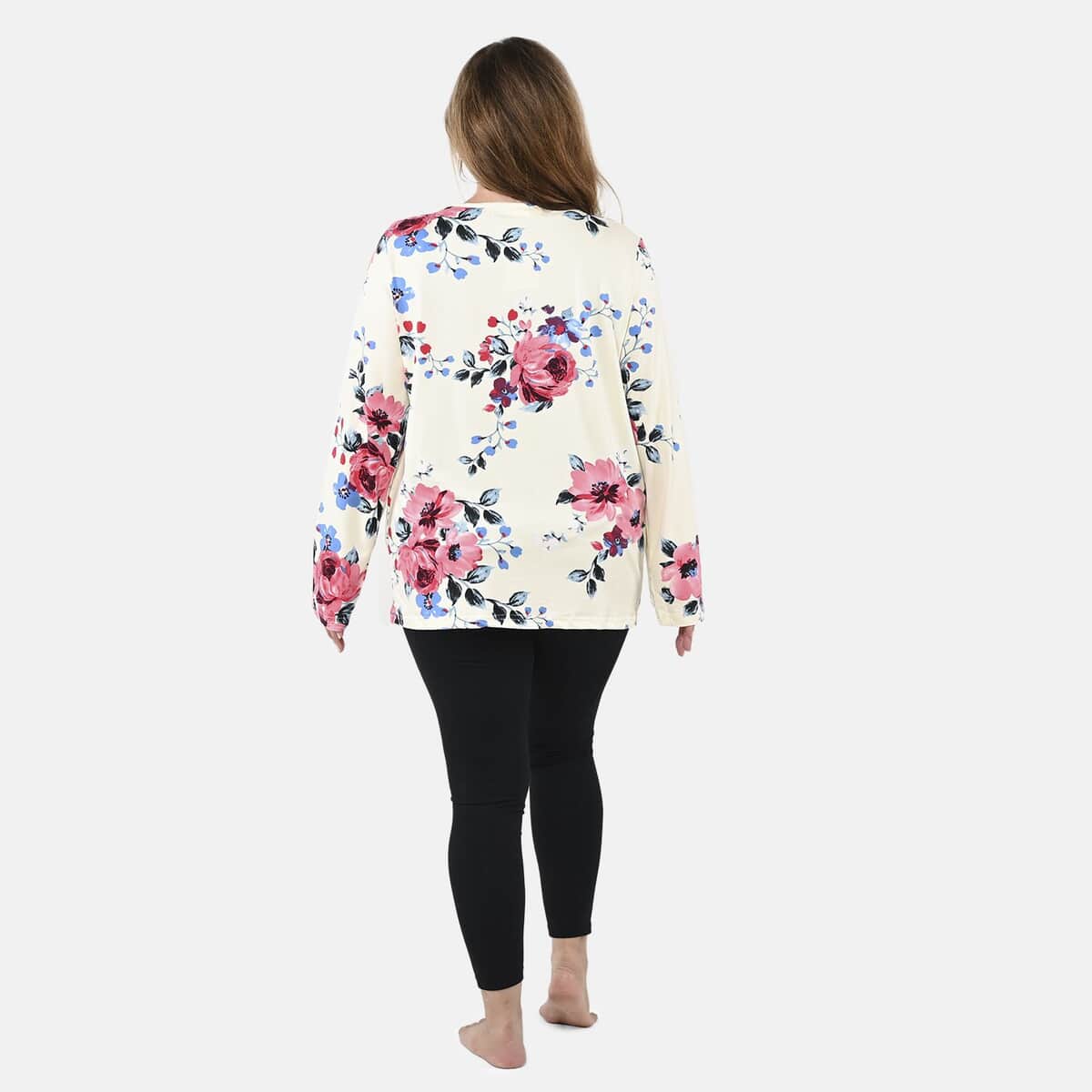 Amanda Paige Ivory Floral Pajama Top - M image number 1