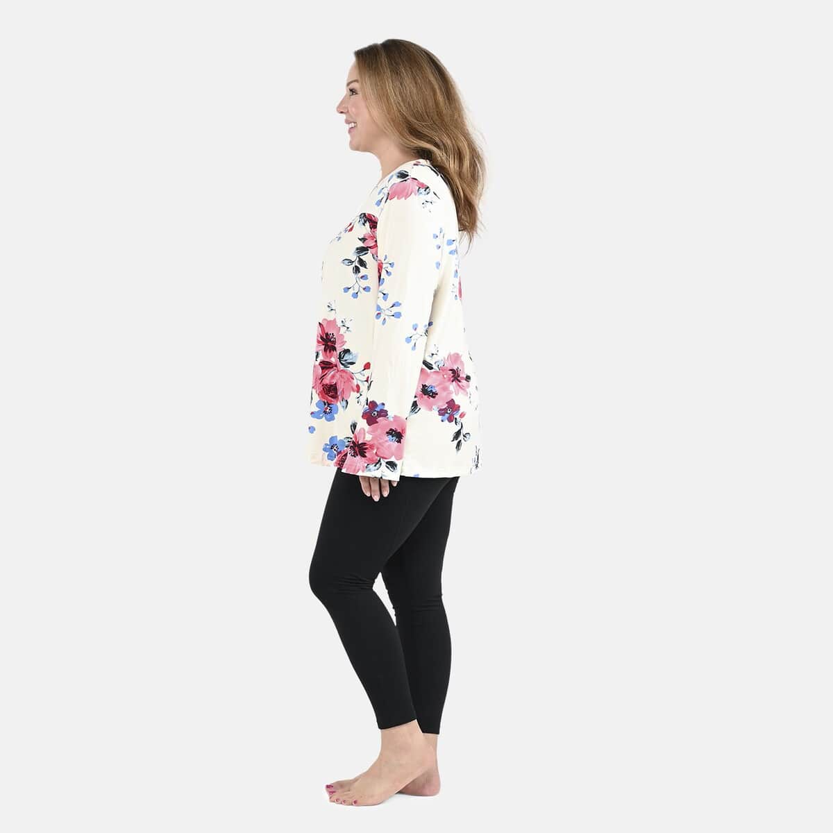 Amanda Paige Ivory Floral Pajama Top - M image number 2