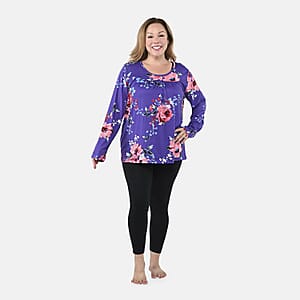 Amanda Paige Purple Floral Pajama Top - XL