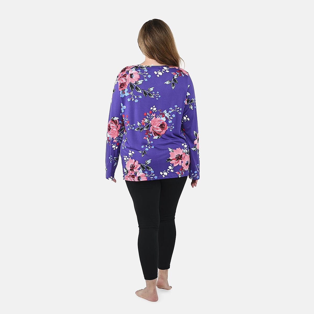 Amanda Paige Purple Floral Pajama Top - XL image number 1