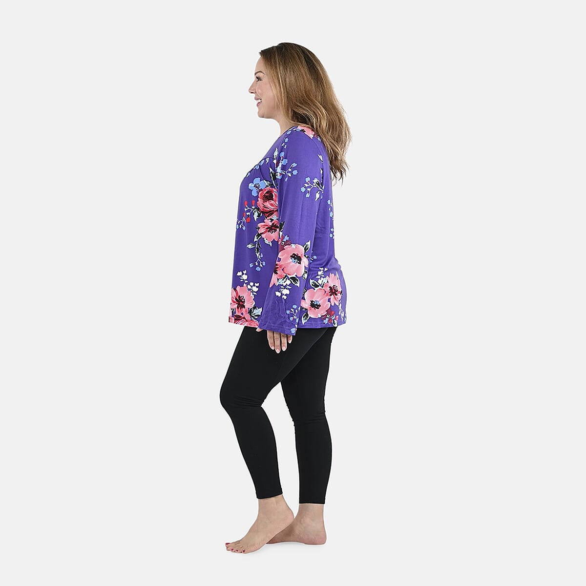 Amanda Paige Purple Floral Pajama Top - XL image number 2