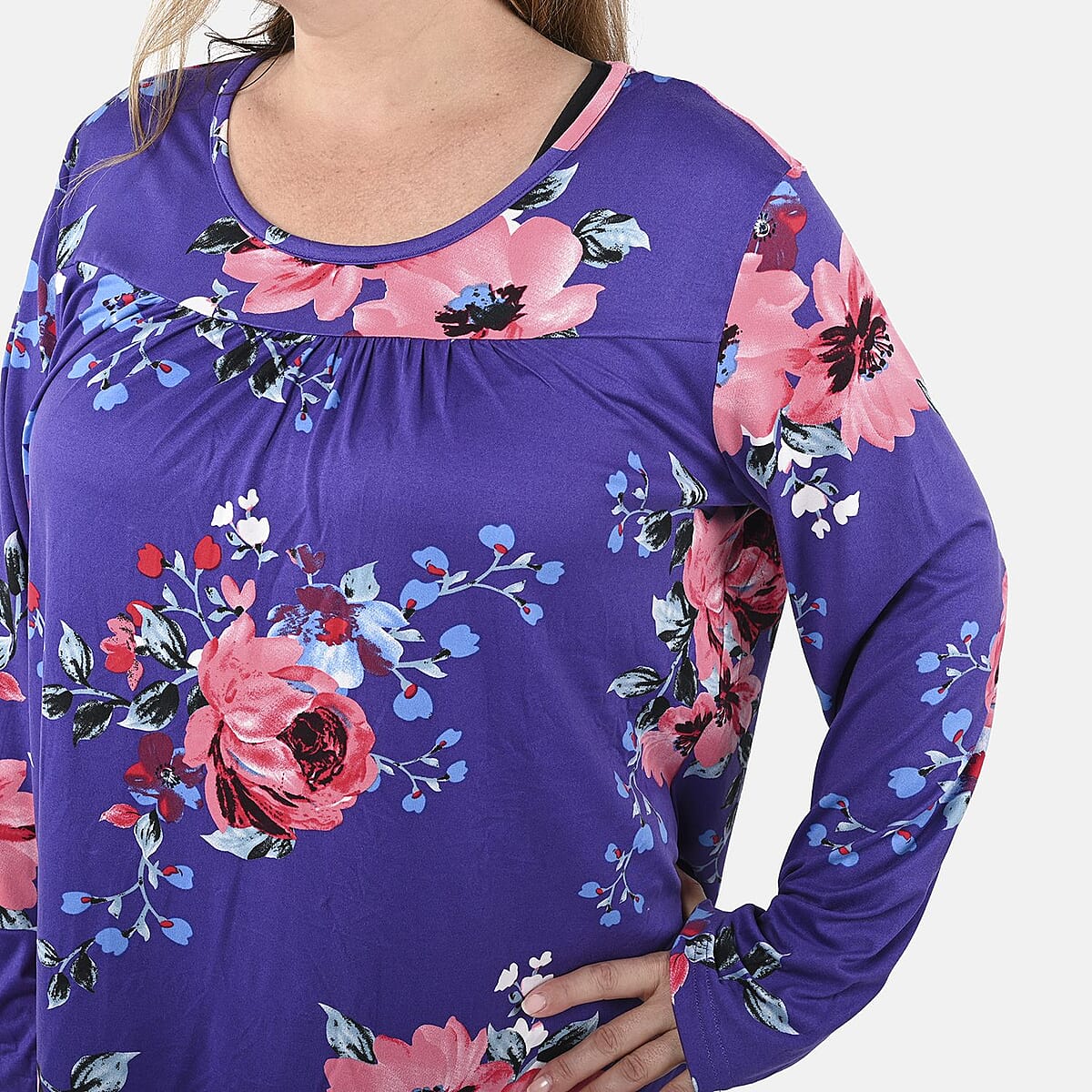 Amanda Paige Purple Floral Pajama Top - XL image number 3