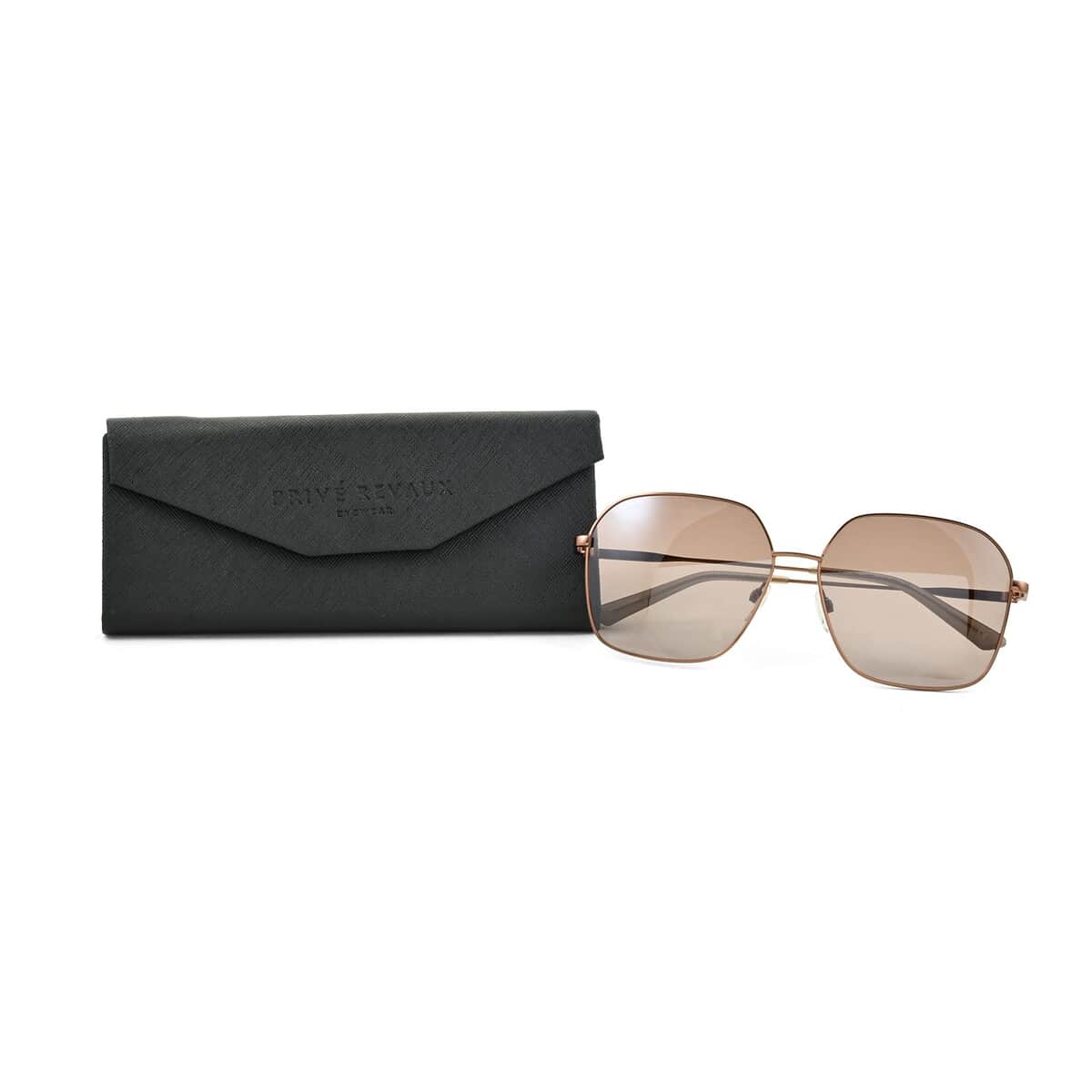 Prive Revaux Unisex Styles Brown Squared Sunglasses with Case and Cleaning Cloth image number 3