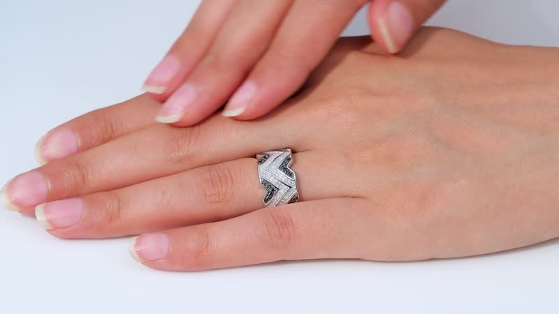 GP Black Diamond (IR), Diamond Men's Ring in Rhodium Over Sterling Silver (Size 6.0) 0.50 ctw
