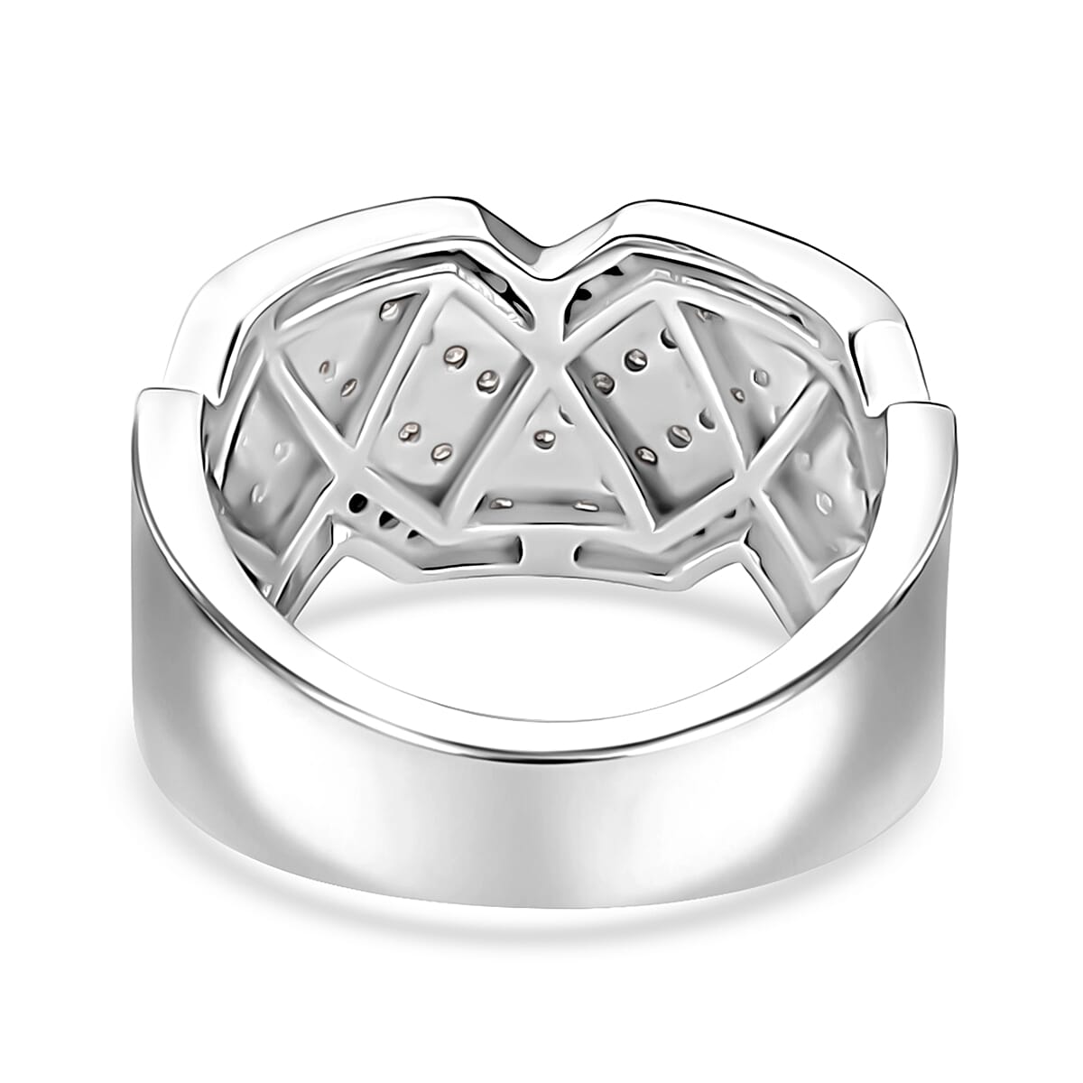 GP Royal Art Deco Collection Black and White Diamond Men's Ring in Rhodium Over Sterling Silver (Size 9.0) 0.50 ctw image number 4