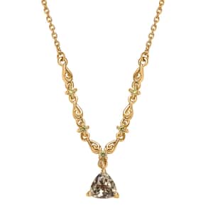 AAA Turkizite and Yellow Sapphire Necklace 18-20 Inches in 18K Vermeil Yellow Gold Over Sterling Silver 1.50 ctw