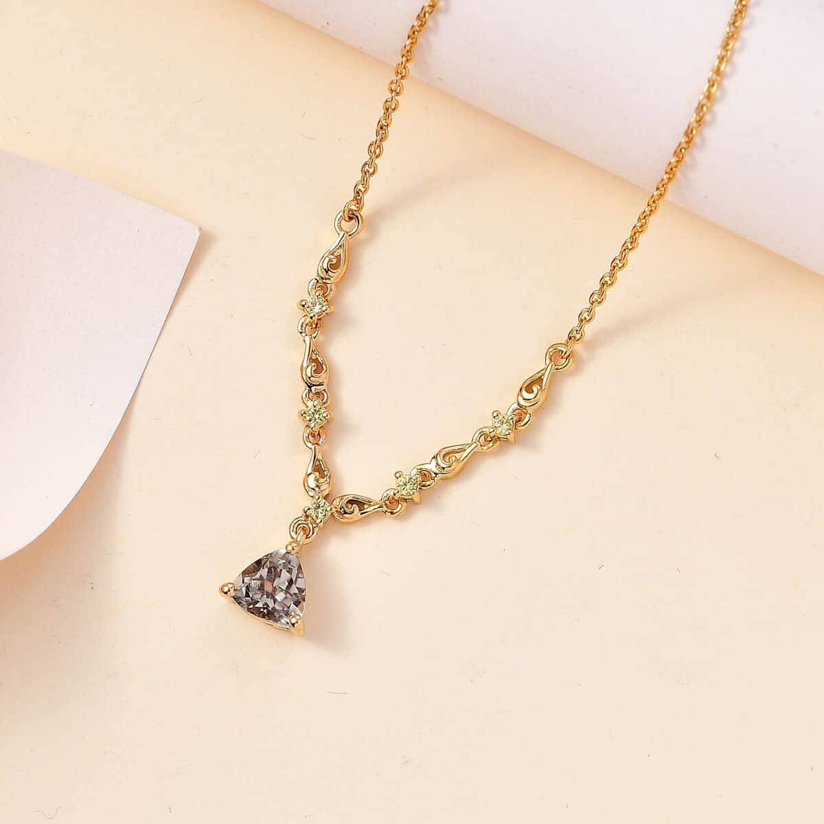 AAA Turkizite and Yellow Sapphire Necklace 18-20 Inches in 18K Vermeil Yellow Gold Over Sterling Silver 1.50 ctw image number 1