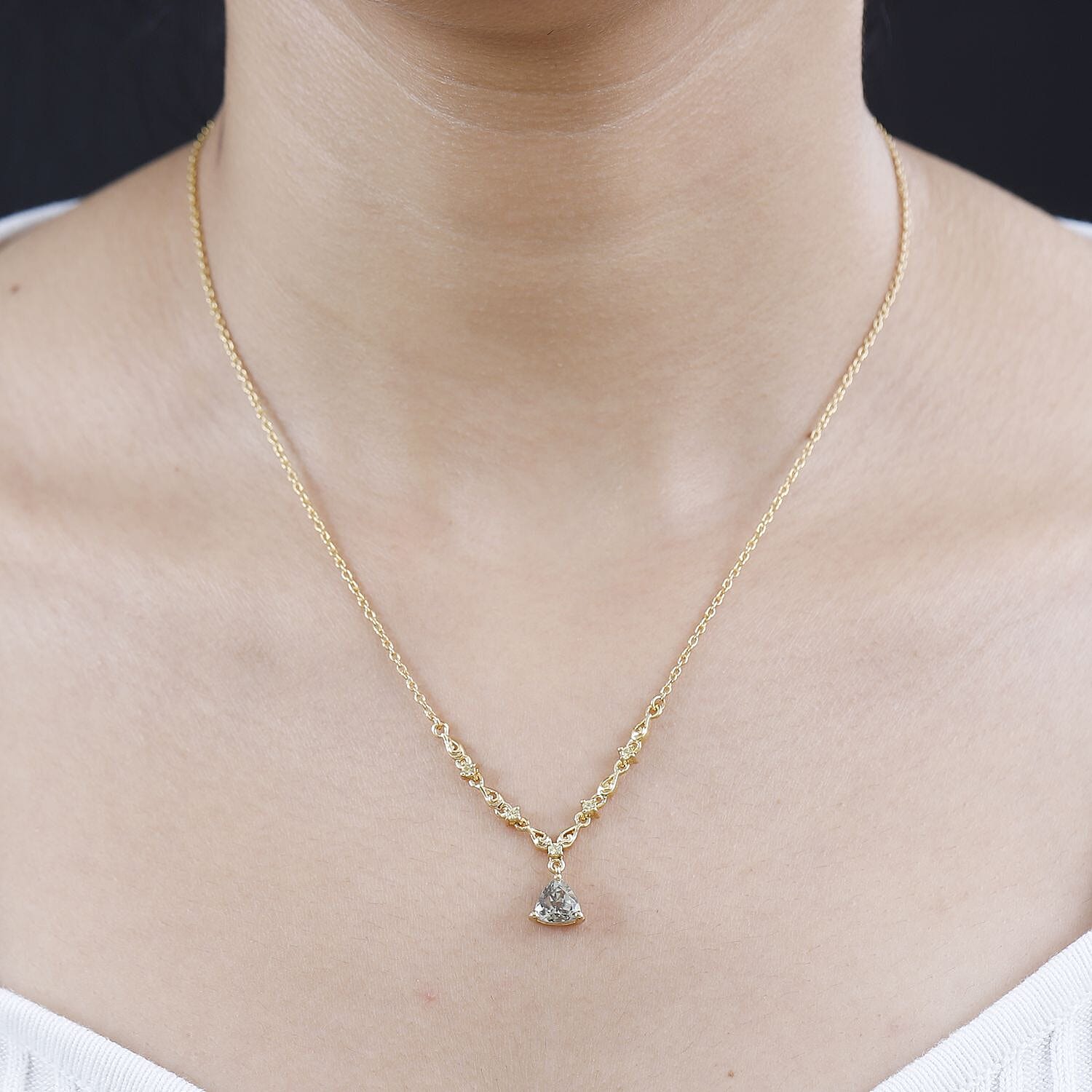 D'Joy AAA Turkizite and Yellow Sapphire Necklace 18-20 Inches in 18K Vermeil Yellow Gold Over Sterling Silver 1.50 ctw