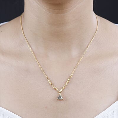 D'Joy AAA Turkizite and Yellow Sapphire Necklace 18-20 Inches in 18K Vermeil Yellow Gold Over Sterling Silver 1.50 ctw