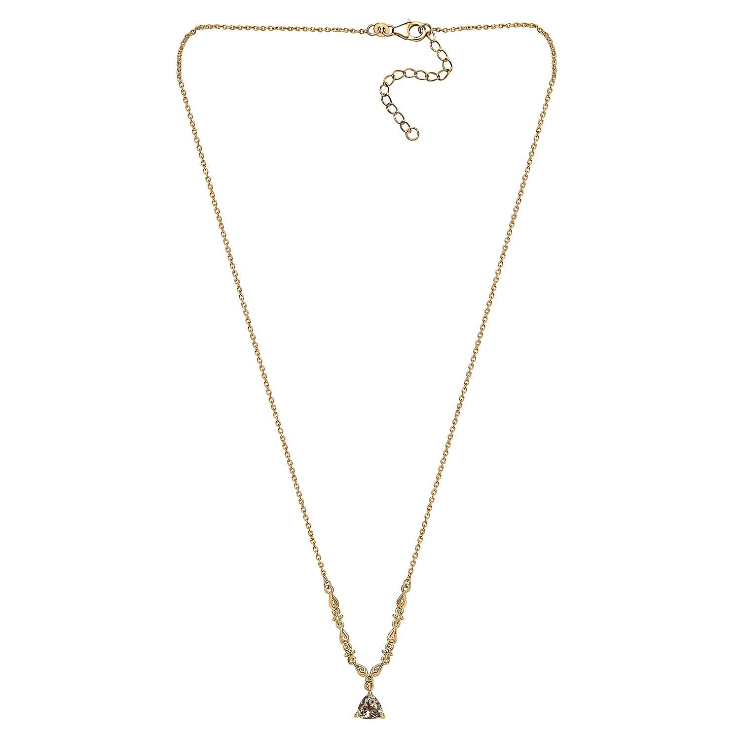 D'Joy AAA Turkizite and Yellow Sapphire Necklace 18-20 Inches in 18K Vermeil Yellow Gold Over Sterling Silver 1.50 ctw