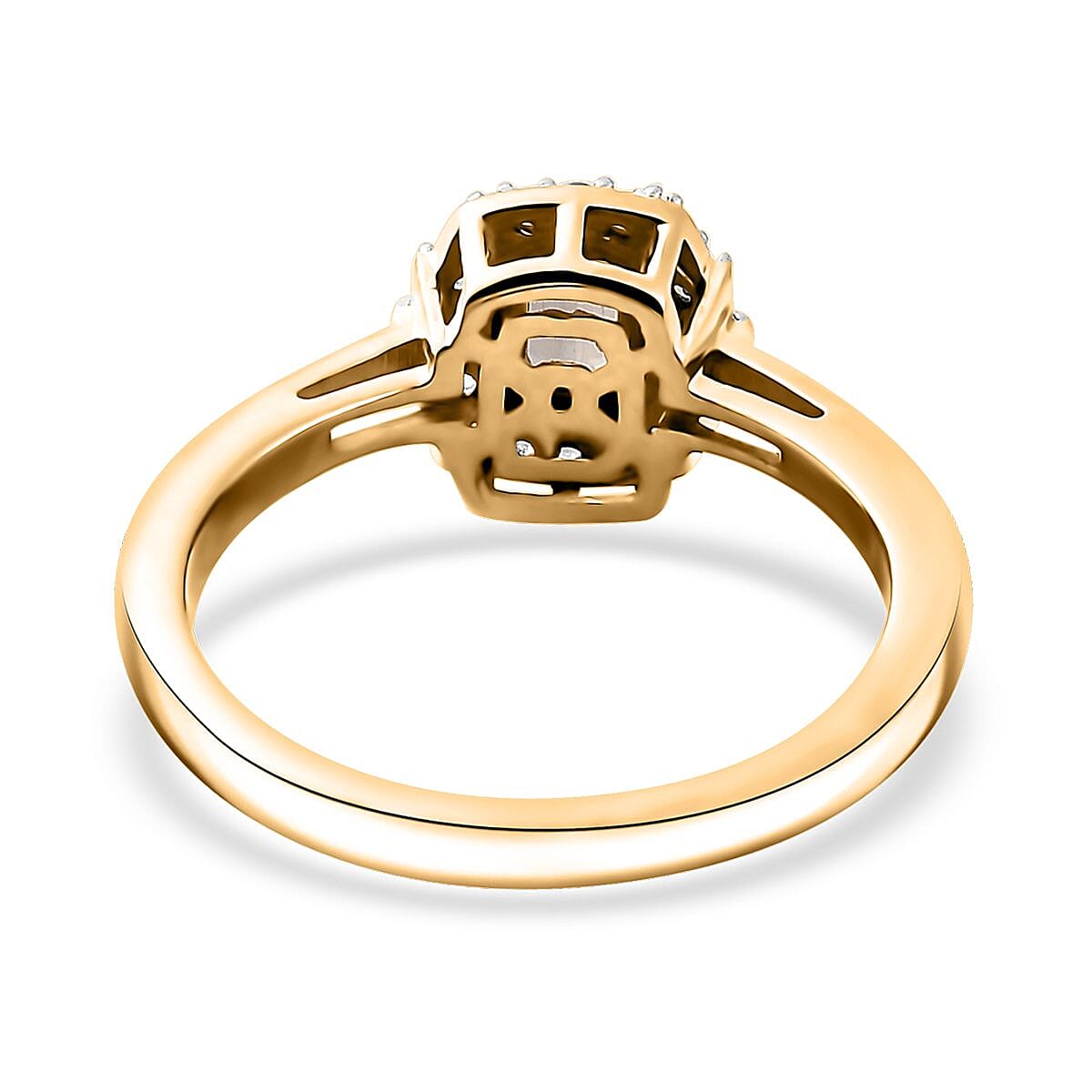 AAA Turkizite and White Zircon Halo Ring in 18K Vermeil Yellow Gold Over Sterling Silver (Size 5.0) 0.90 ctw