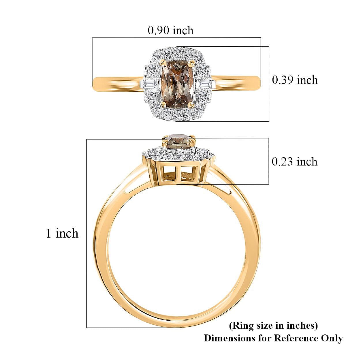 AAA Turkizite and White Zircon Halo Ring in 18K Vermeil Yellow Gold Over Sterling Silver (Size 5.0) 0.90 ctw