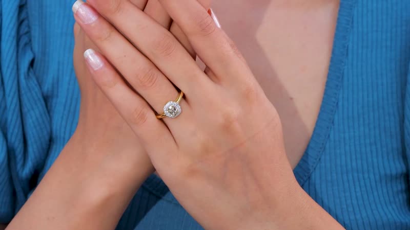 AAA Turkizite, White Zircon Ring in 18K Vermeil YG Over Sterling Silver (Size 8.0) 0.90 ctw