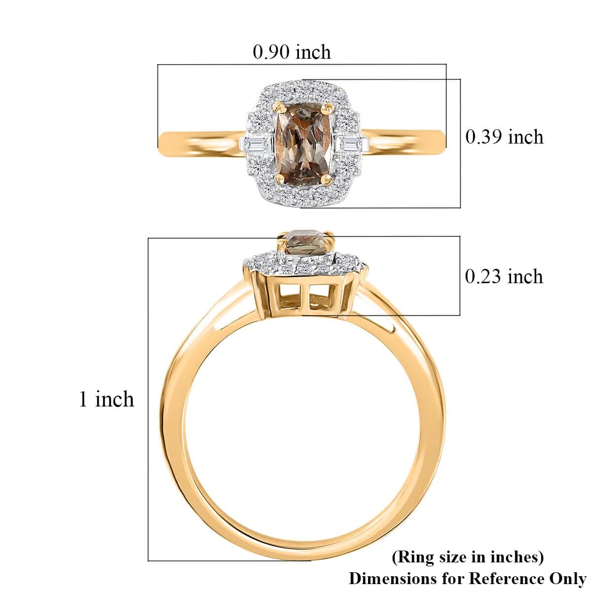 AAA Turkizite, White Zircon Ring in 18K Vermeil YG Over Sterling Silver (Size 8.0) 0.90 ctw image number 5