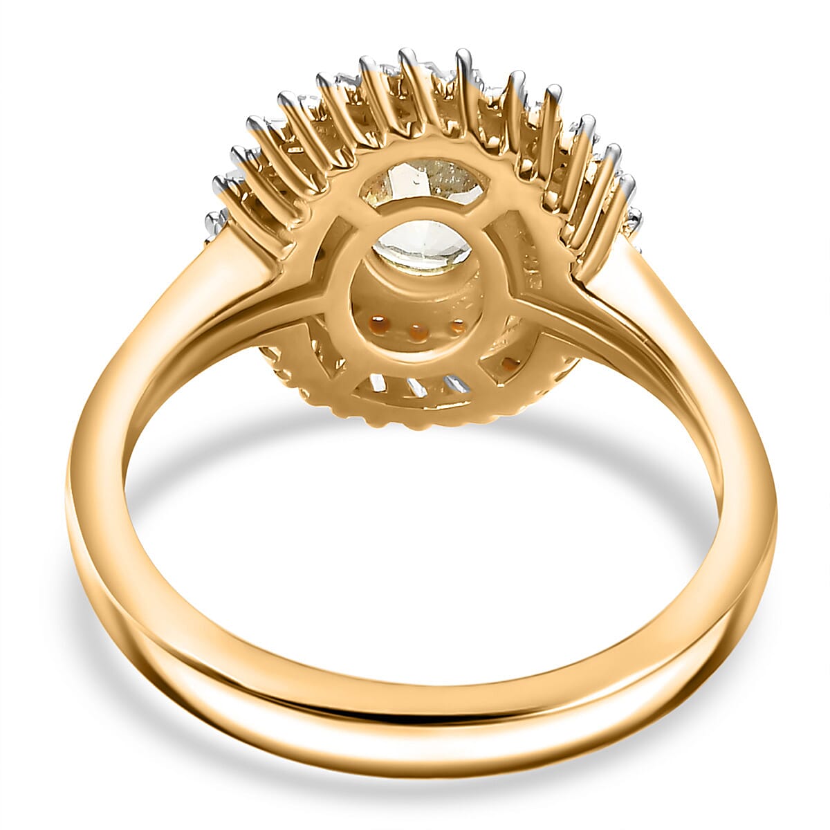 Premium Brazilian Mint Garnet and Diamond Island Ring in 18K Vermeil Yellow Gold Over Sterling Silver (Size 5.0) 1.15 ctw