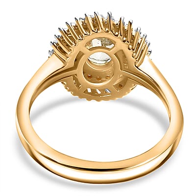 Premium Brazilian Mint Garnet and Diamond Island Ring in 18K Vermeil Yellow Gold Over Sterling Silver (Size 5.0) 1.15 ctw