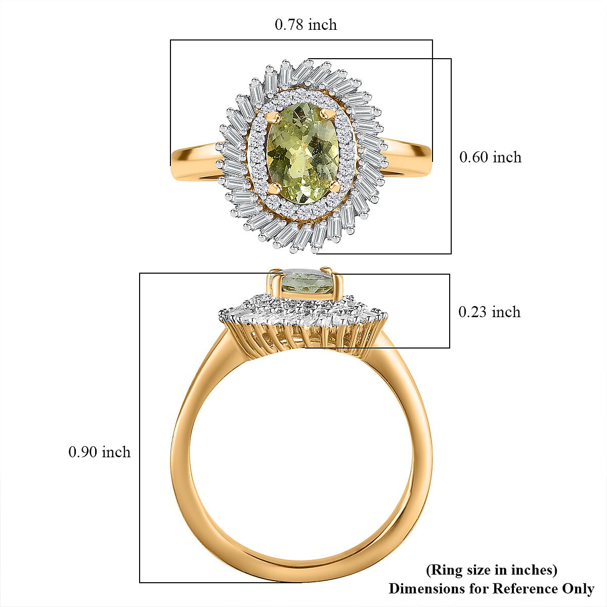 Premium Brazilian Mint Garnet and Diamond Island Ring in 18K Vermeil Yellow Gold Over Sterling Silver (Size 5.0) 1.15 ctw