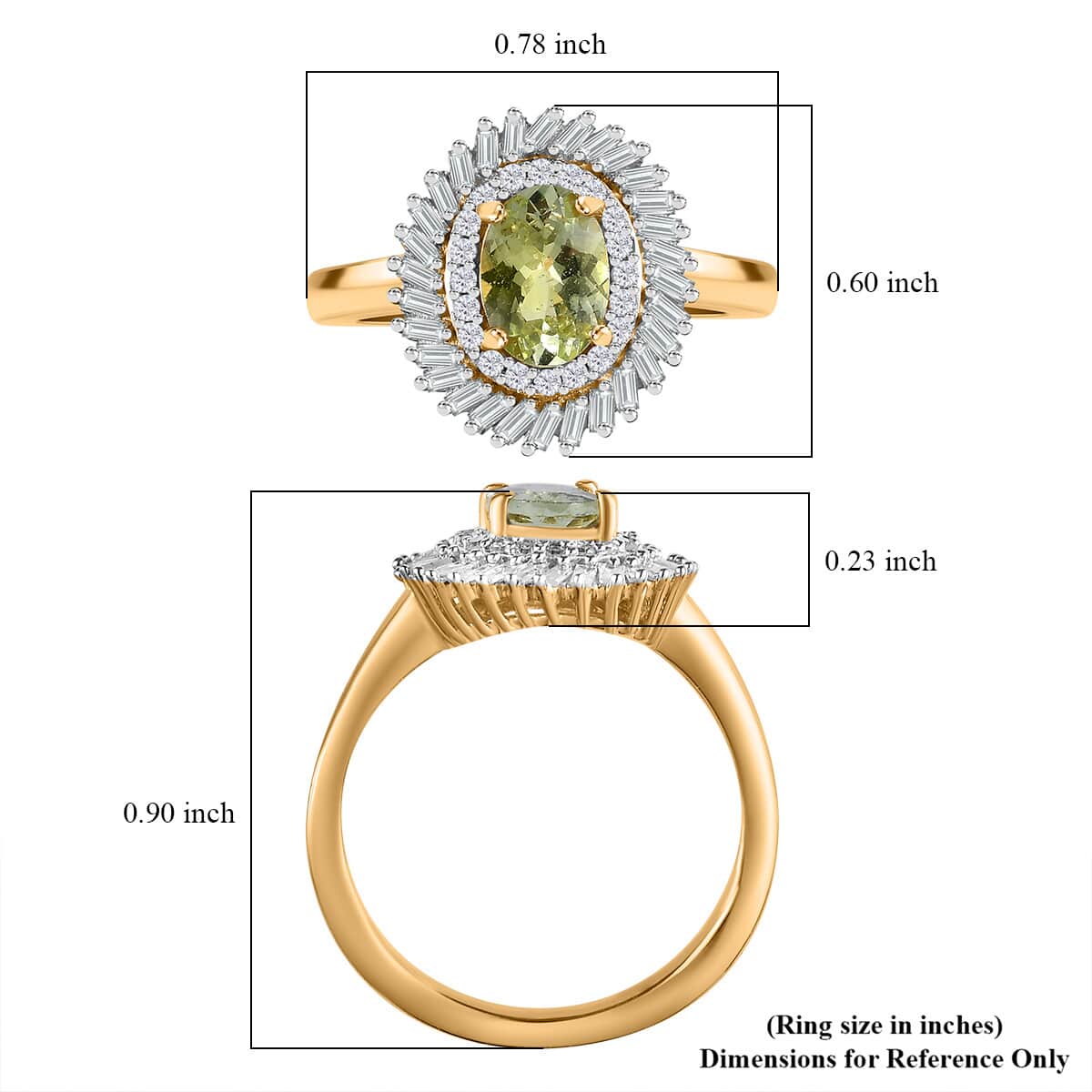 Premium Meralani Mint Garnet, White Diamond (0.30 cts) Ring in 18K Vermeil YG Over Sterling Silver (Size 5.0) 1.15 ctw image number 5