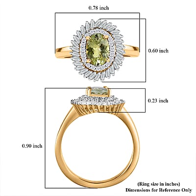 Premium Brazilian Mint Garnet and Diamond Island Ring in 18K Vermeil Yellow Gold Over Sterling Silver (Size 5.0) 1.15 ctw